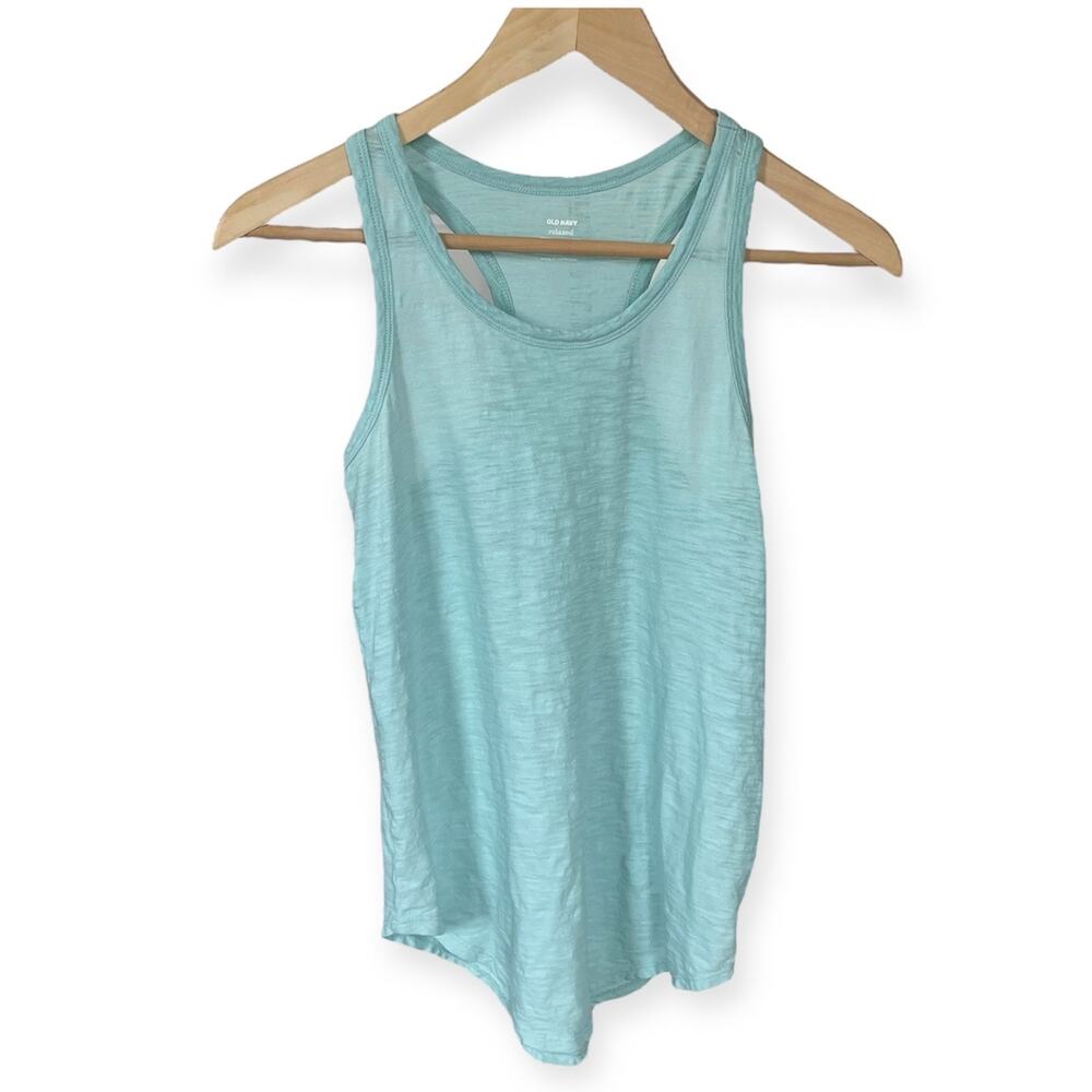 Girls L 10-12 Old Navy Light Blue Relaxed Sleeveless Racerback Lightweight Top